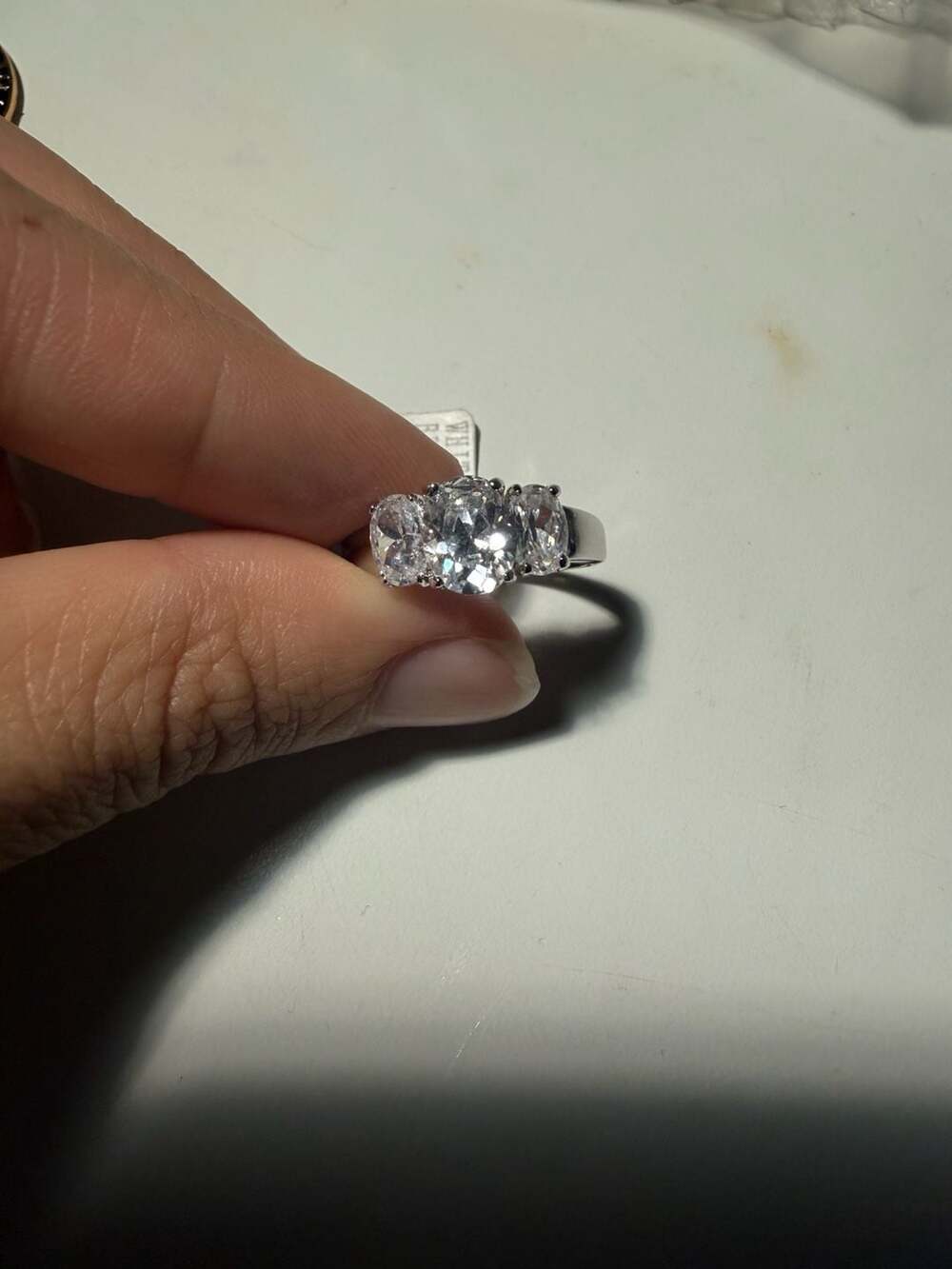 Unbranded Three Stone Ring Size 10 White CZ Brass Rhodium